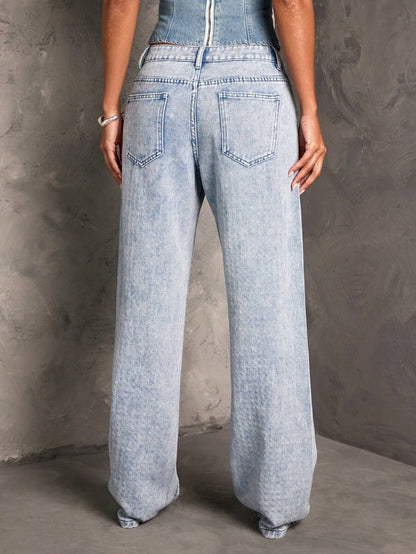 Rhinestone Straight Fit Jeans